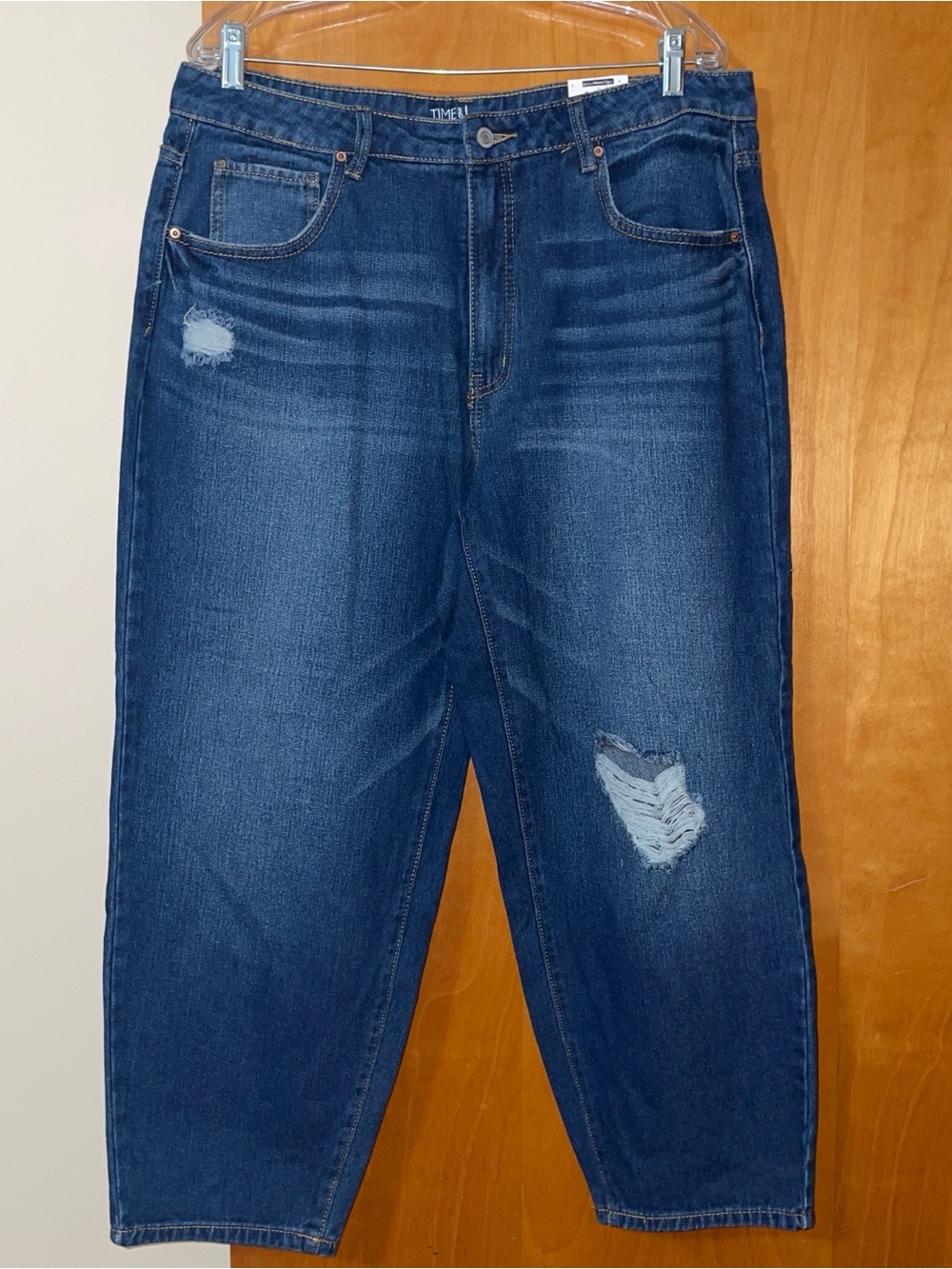 Time and Tru High-Rise Distressed Dark Blue Women's Jeans